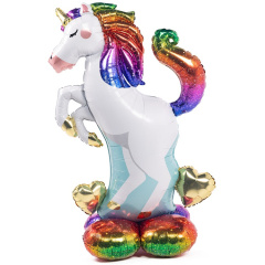 A Шар 3D (54''/137 см) Фигура на подставке, Радужный Единорог, 1 шт. в уп.