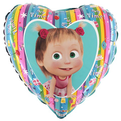 G Шар (18''/46 см) Сердце, Маша и Медведь, Радуга, 1 шт.